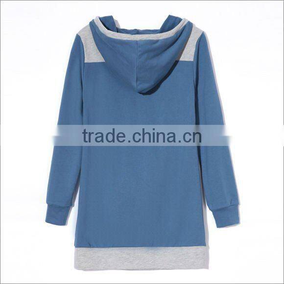 Womens casual fashion long sleeve plain longline wholesale blank pullover hoodies