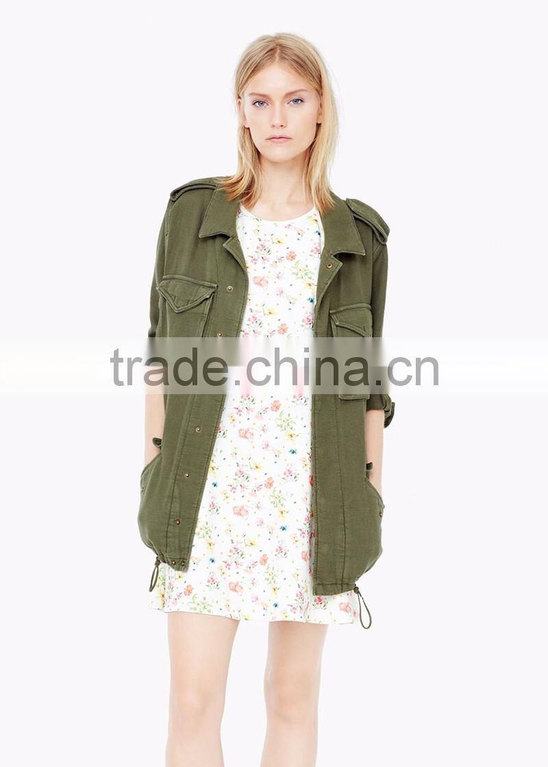 womens m65 military style jacket with multi pockets