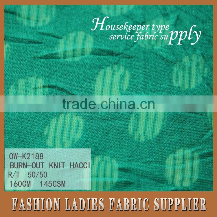 160cm 145gsm T/R 50/50 knit burn out fabric hacci