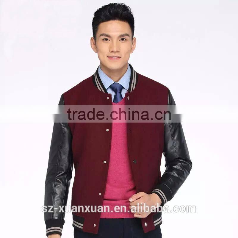 Hotting selling fashion varsity jacket wholesale men woolen jacket