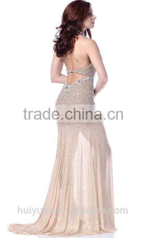 halter neck tulle beading real sample new evening dress patterns