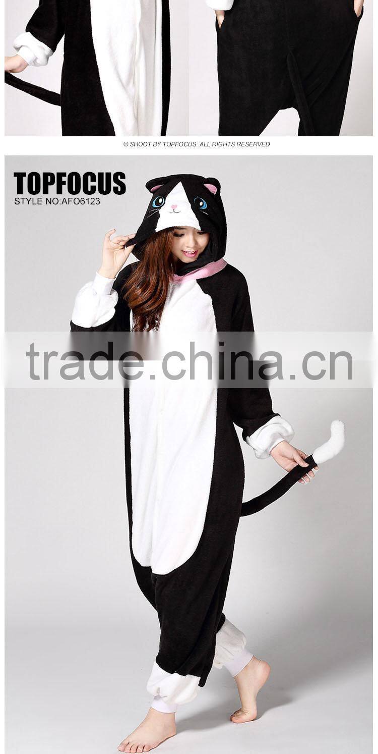 Flannel Fleece Cat Funny Carnival Costume Adult Couple Animal Onesie wholesale