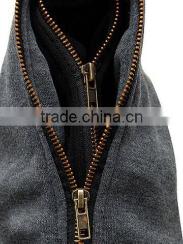 2-Layer Hooded Long Sleeve 2-Layer Zipper Pure Cotton Coat for Women