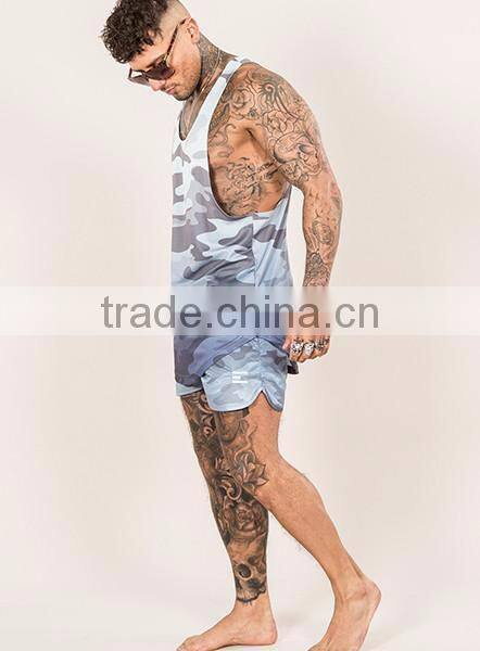 New in gym tank top camo printing fitness vest dry fit stringer vest