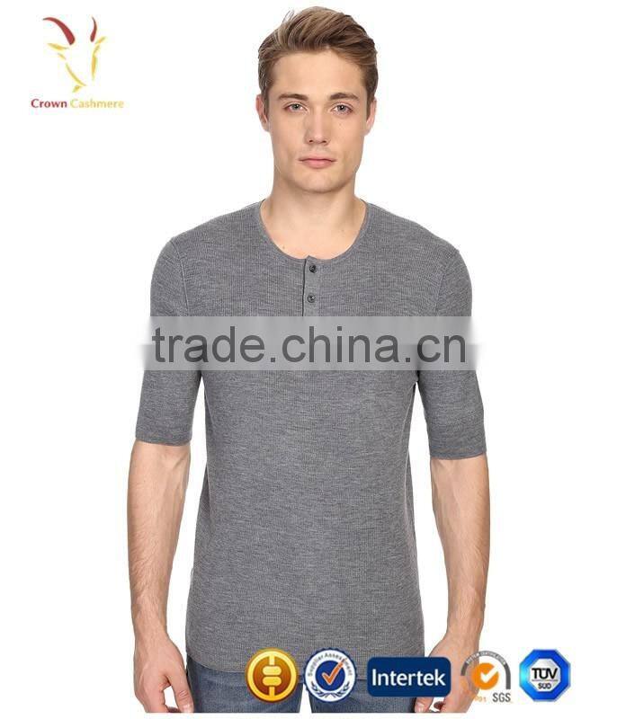 Short Sleeve T-shirt Wool Knitted Mens Crewneck Sweater