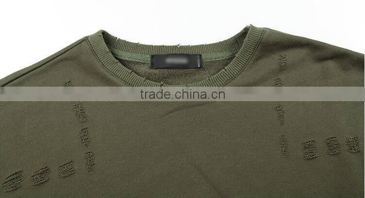 Casual longline Regular Cut Mens Ripped pullover Hoodie for man