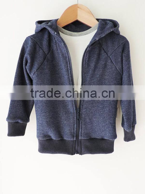 wholesale children's boutique clothing high quality children clothes custom baby boy blue zipped hoodies
