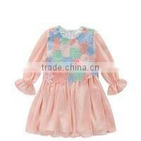 48BQA136 Lovebaby Short Front Long Back Ruffle Long Sleeve Baby Frock Pictures For 0-6Years Kids Casual Wear