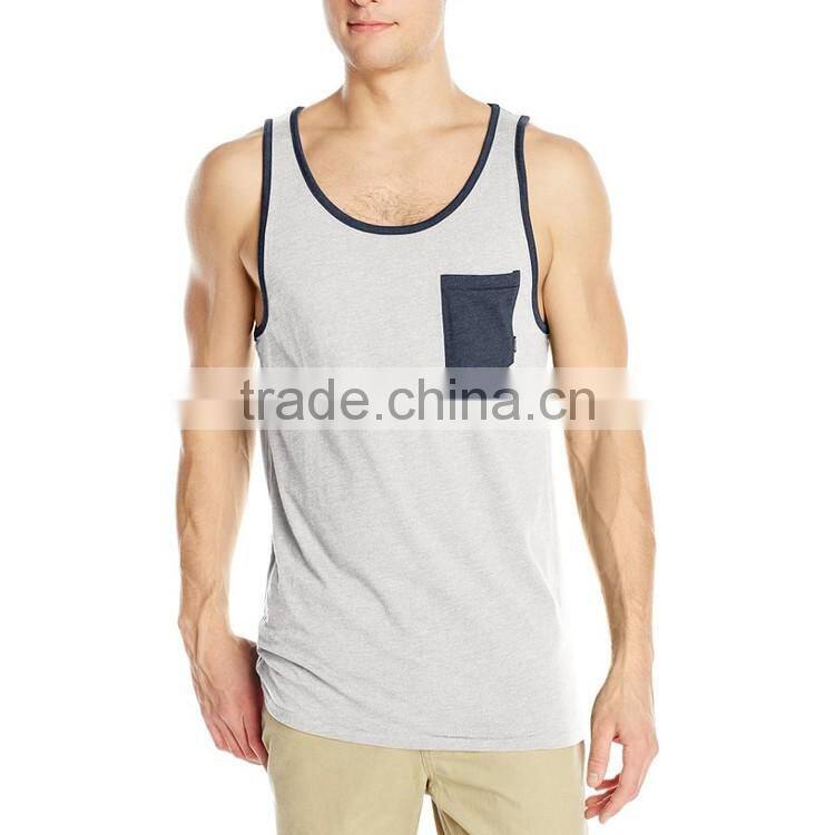 Wholesale 100% Cotton Mens Tank Top With Pocket Bulk Fashion Design Stringer Tank Top Custom