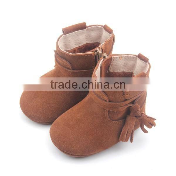 Fancy handmade genuine leather baby winter boots