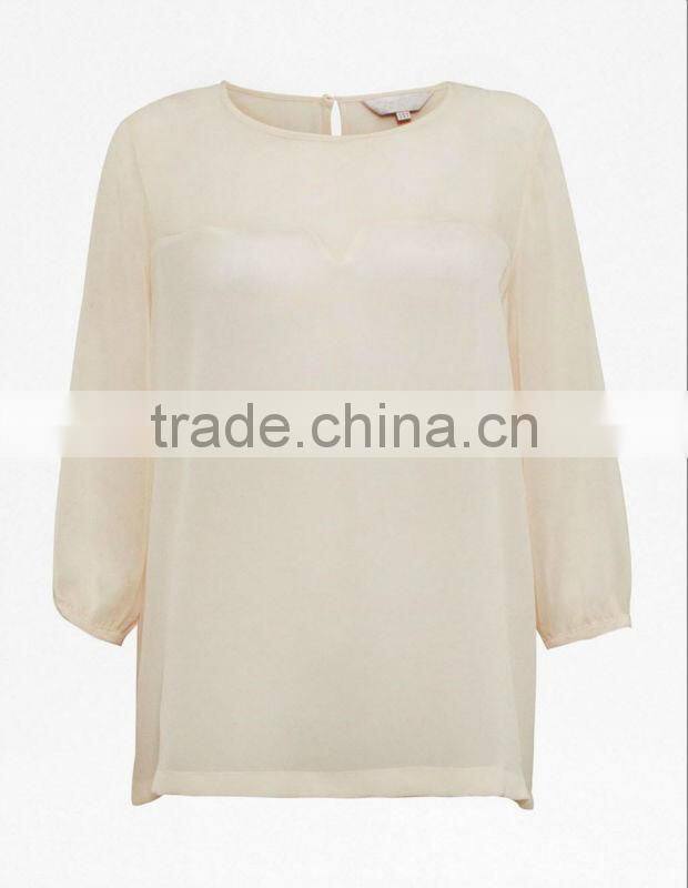 Ladies Round Neck Pure Silk Blouse