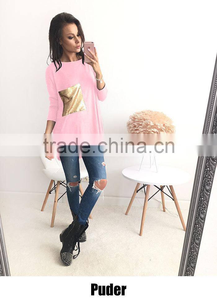 2017 NEW Fashion Women's Long Sleeve Casual Blouse Top T-shirt