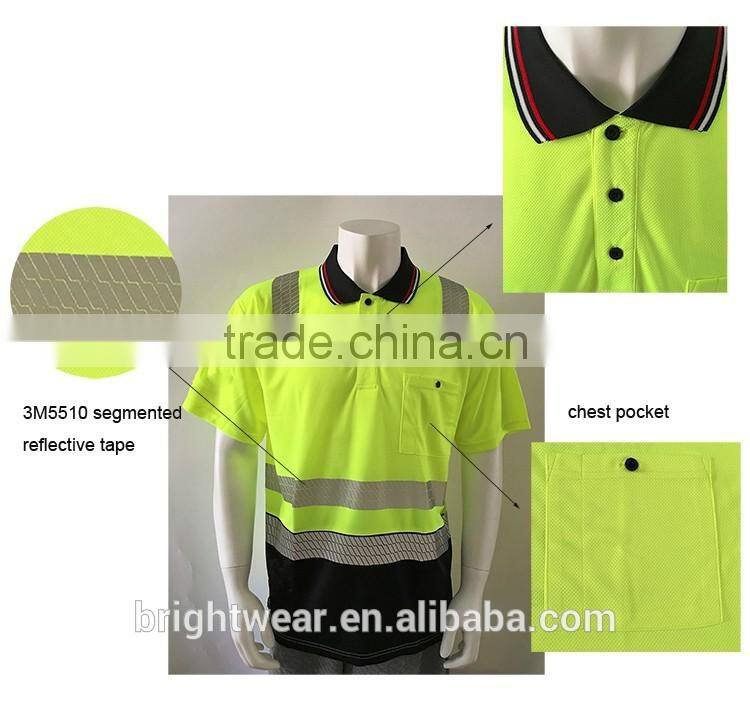 Mens two-tone flourescent AS/NZS high visibility reflective chinastar safety polo shirt