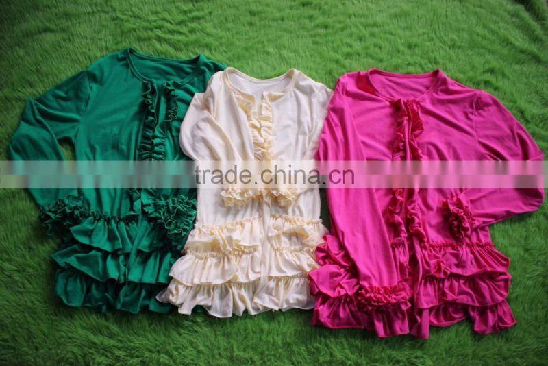 Children Girls Cotton Ruffle Plain Shirt Wholesale Baby Girls Fashion Salable Icing Shirt Boutique