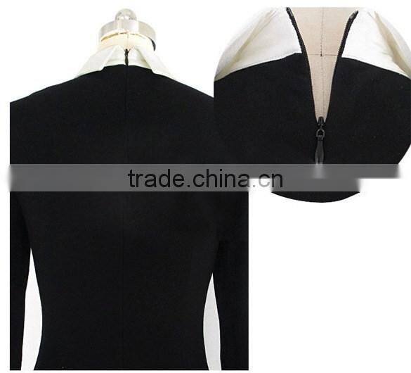 Fashion double-breasted lady Long Sleeve Formal Collar Pencil Dress For Office Design Formal Dress