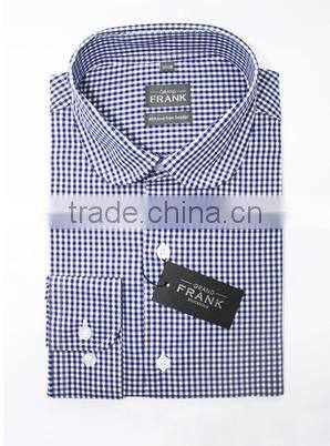 Royal blue micro plaids mens dress shirt latest design for men