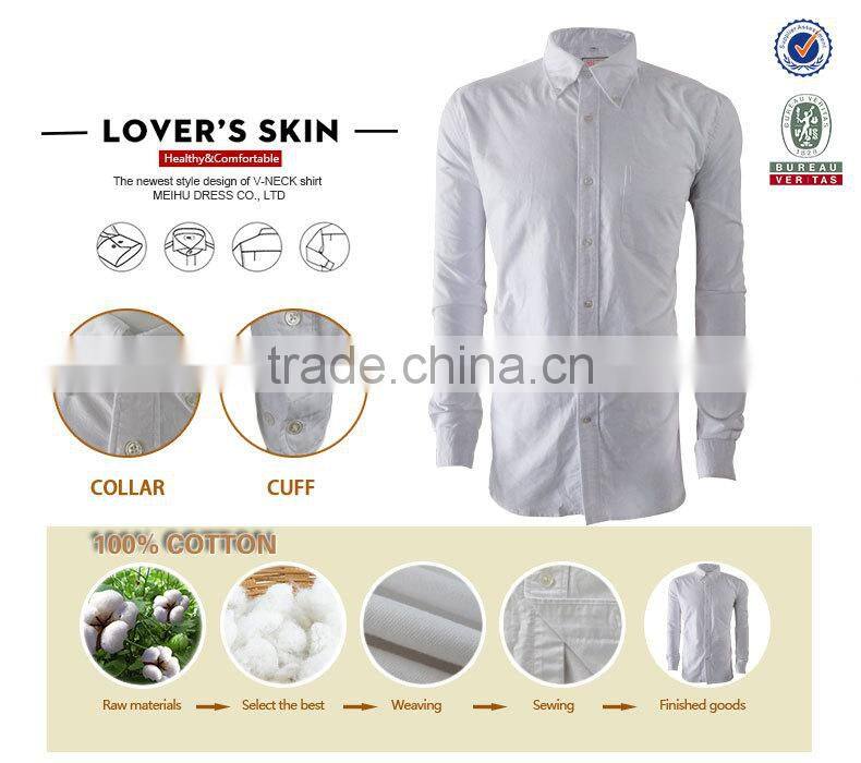 2017 Formal white new Brand Autumn Oxford button- down collar mens slim fit warm fashion shirt