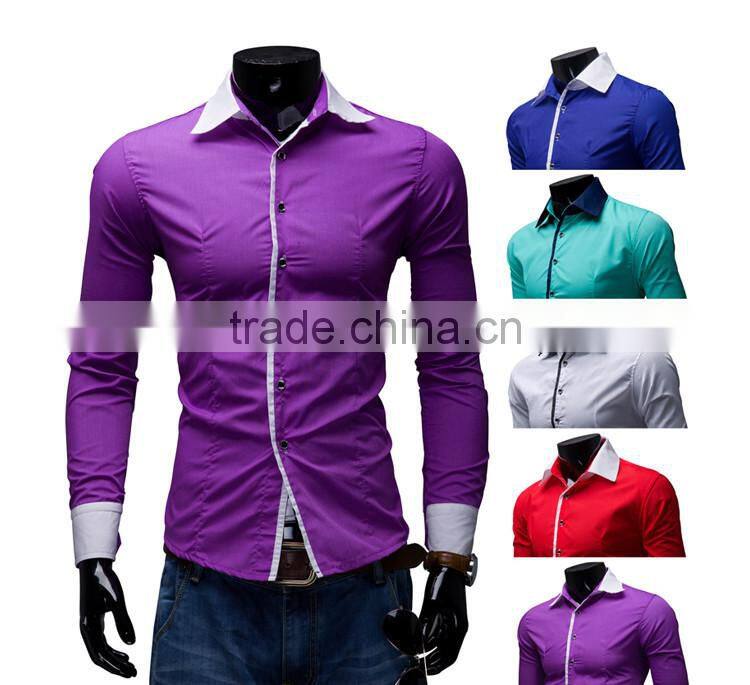 beautiful bright color slim fit men dress blank shirt for men