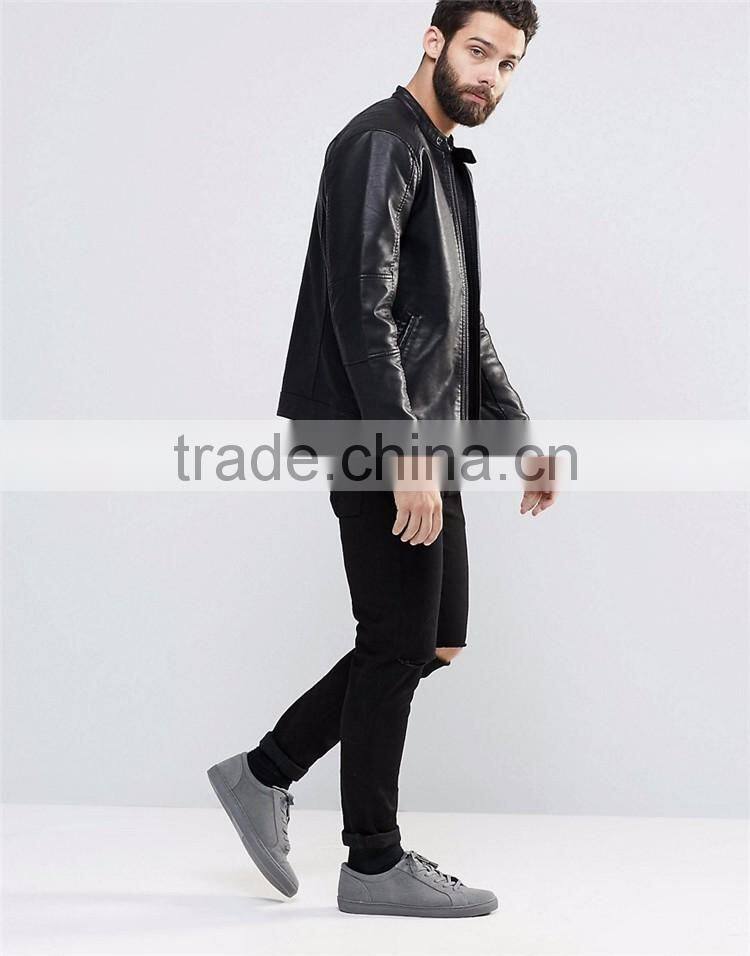 Shandao OEM plain design long sleeve winter men leather matte top coat