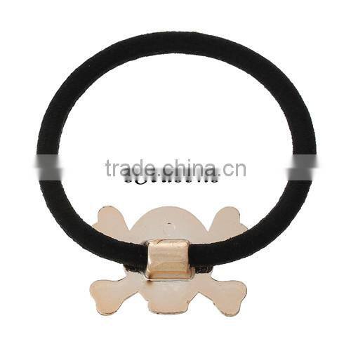 Black CCB Halloween Skull Rhinestone Girl Hair Elastic Band Ponytail Holder Hairband 18cm