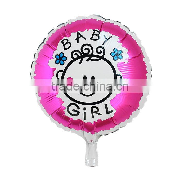 Party Supplies Party Decorations Round Fuchsia Girl Pattern Baby Shower Decoration Aluminium Foil Balloon