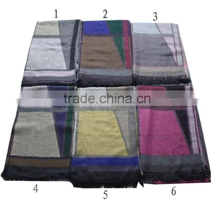 Colorful 100% Acrylic shawl stole Winter Geometric border Korean SCARF RL-206