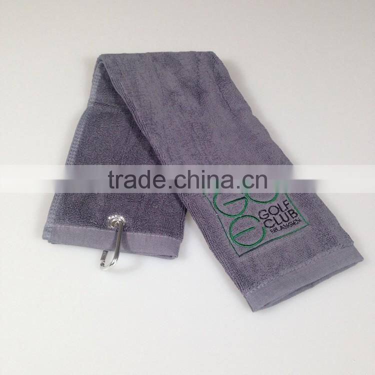 trifold golf towel custom golf towel with text embroidery and clip