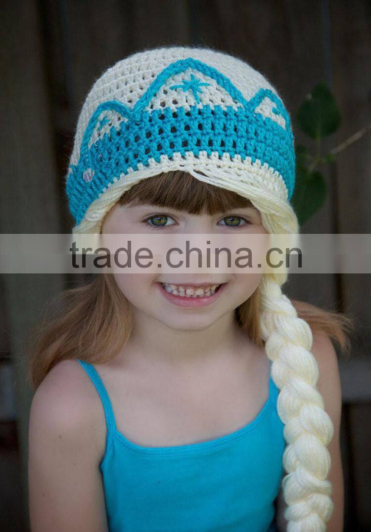Newborn Baby Girls the Frozen Elsa Anna Hat w/ Hair Cap Braid Knitting