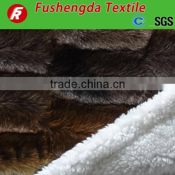 100% polyester pv plush with sherpa for blanket printing bamboo strip brushed design