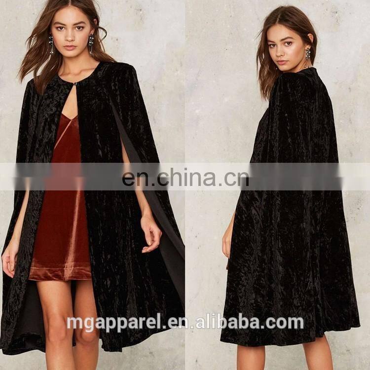 Wholesale fashion women capes sleeveless women long velvet blazers