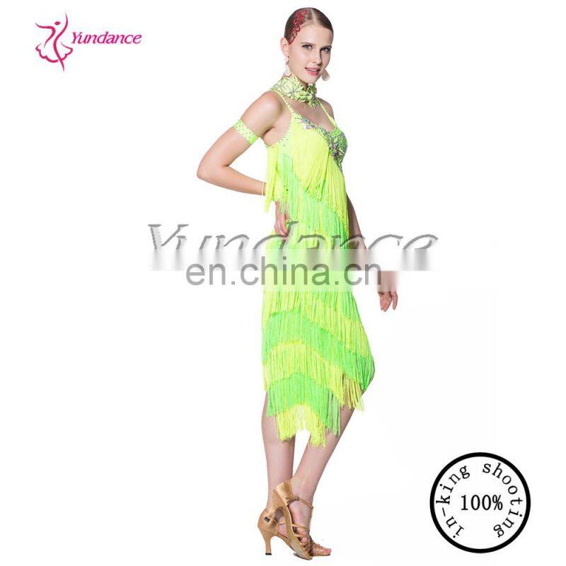Tassel Latin Performance Latin Dance Dress In Fluorescent 2016 L-12465