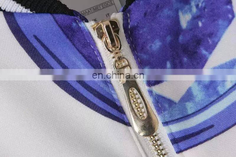 2015 Fashion dress autumn coat blue and white porcelain show thin two pieces dress ladies sportwear