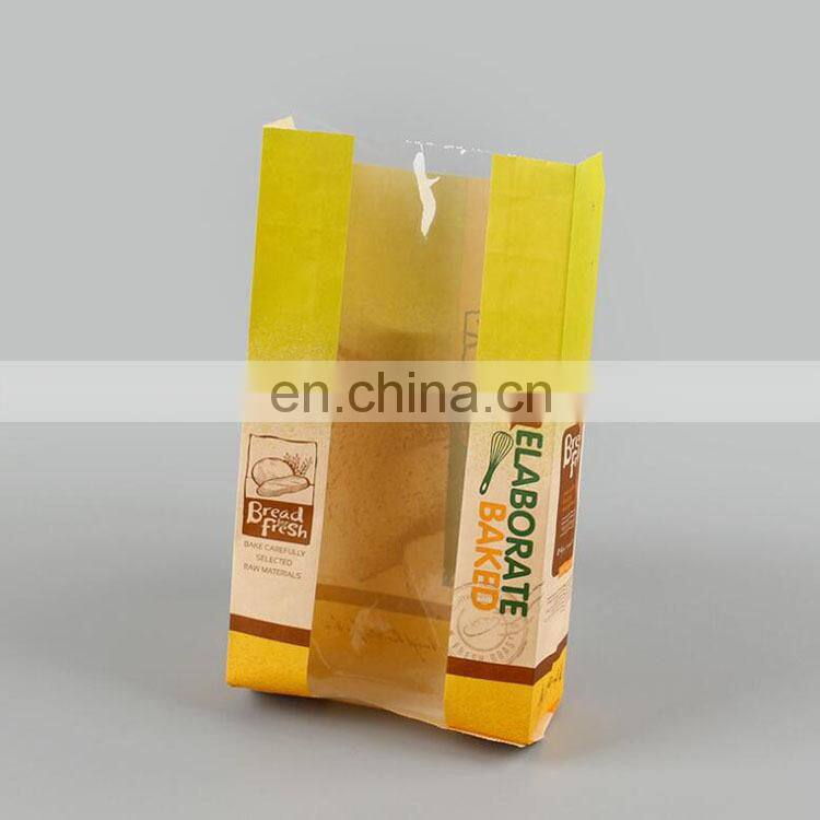 Factory Cheap Price customized bread take away brown kraft bag,grease proof paper food packaging bag