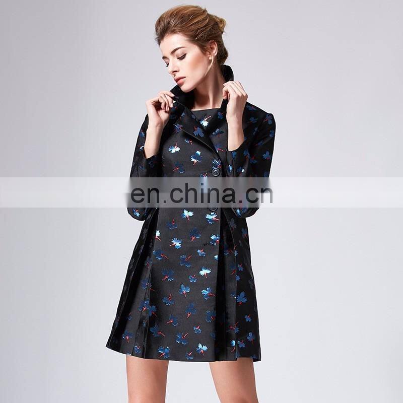nuevos productos 2017 delicate fashion long design twill fabric ladies trench duffle coat woman