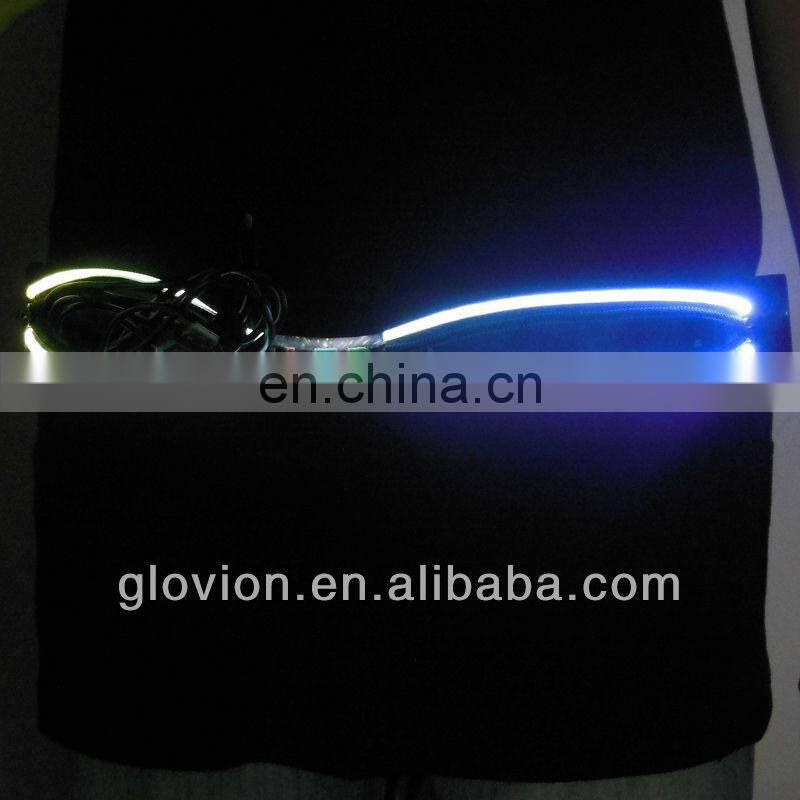 Newest Flashing led waistband led light zipper waistband glowing sports waistband