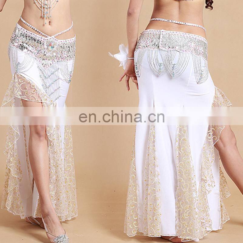 Q-6036# High lace and milk silk long sexy belly dance dress for sale