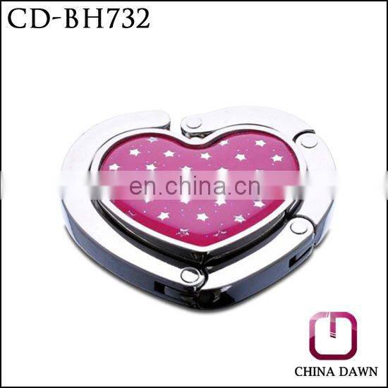 Simple heart shape colored painting bag hook with stars