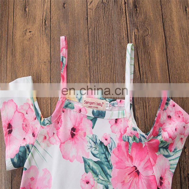 2019 Girls flower dress Baby off-shoulder Summer sleeveless 5Size for 1-6T