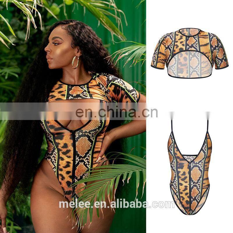 RST 2pc 3Pieces Long Sleeve Cover Up Bathing Suit bikinis 2020 women leopard swimwear beachwear swimwear