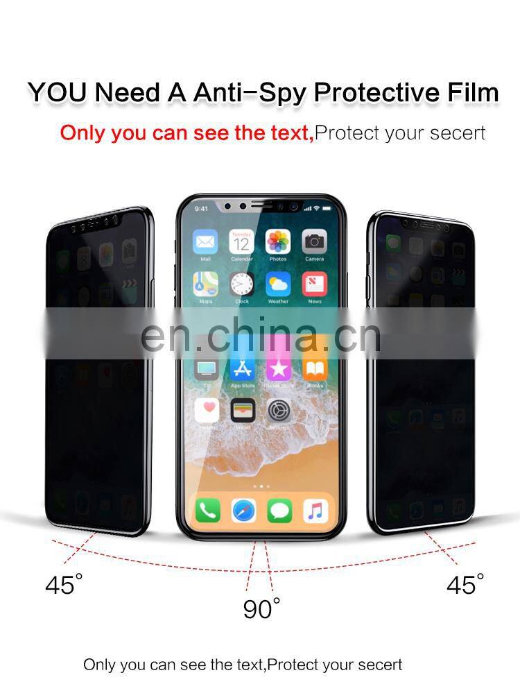 3D 5D Full Coverage Anti-Glare Keeping Secret Anti Shock Tempered Glass Privacy Screen Protector for iphone x xr xs xs max