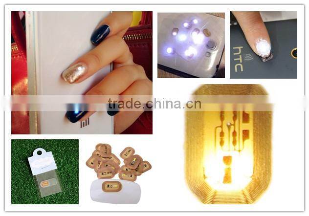 3D shining NFC nail sticker / finger nail tag with led flash light