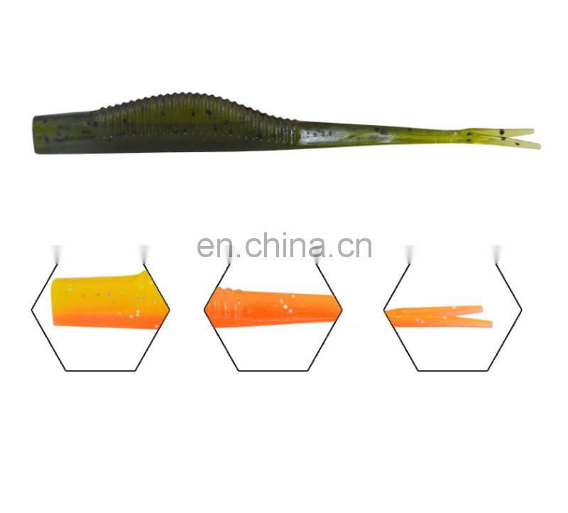 Amazon High Quality 128mm 6.5g 4pcs/bag 14 Colors Simulation Soft Bass Fishing Lure Fork Tail Soft Bait