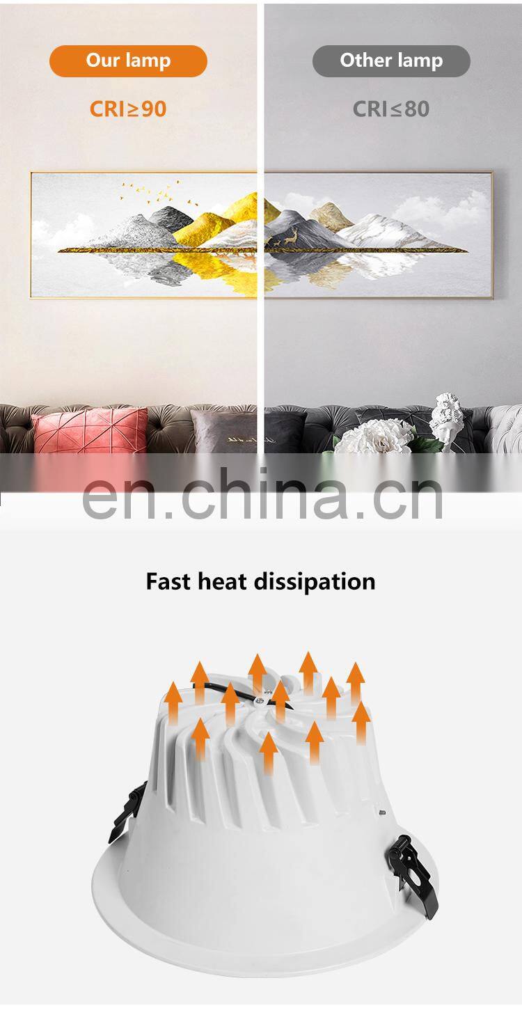 ALLWAY Hot Sell Exhibition Hall Three Color Temperatures Recessed Indoor Down Light Round Led Downlight