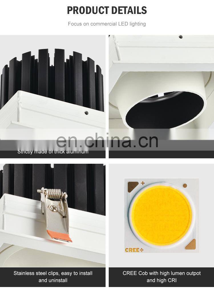 Wholesale Factory Shop Recessed Mount Aluminum IP20 75Watt 90Watt COB Recessed LED Grille Light