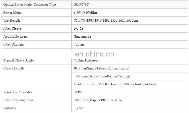 FTTH Fast Connector and Drop Cable tool kitFiber Optic Assembly Termination Tool Kit