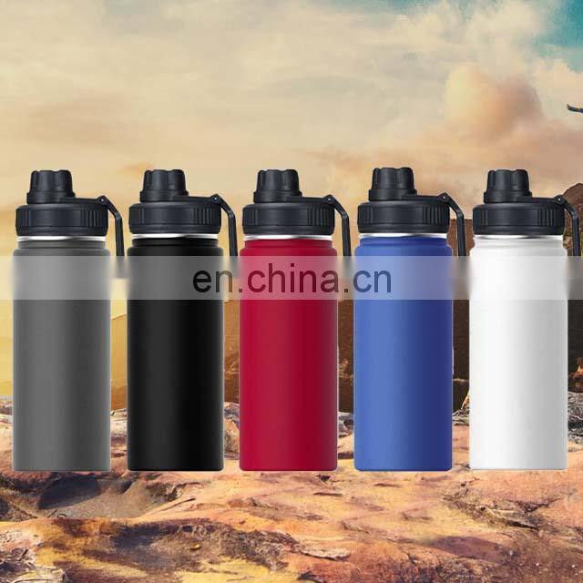 Travel Gym Wide Mouth Double Wall Insulated Stainless Steel Flask Drinking Water Sport Bottle with Handle