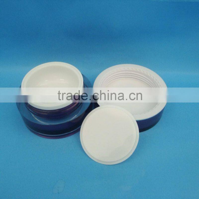 purple cylinder shape acrylic plastic jar with plastic cap
