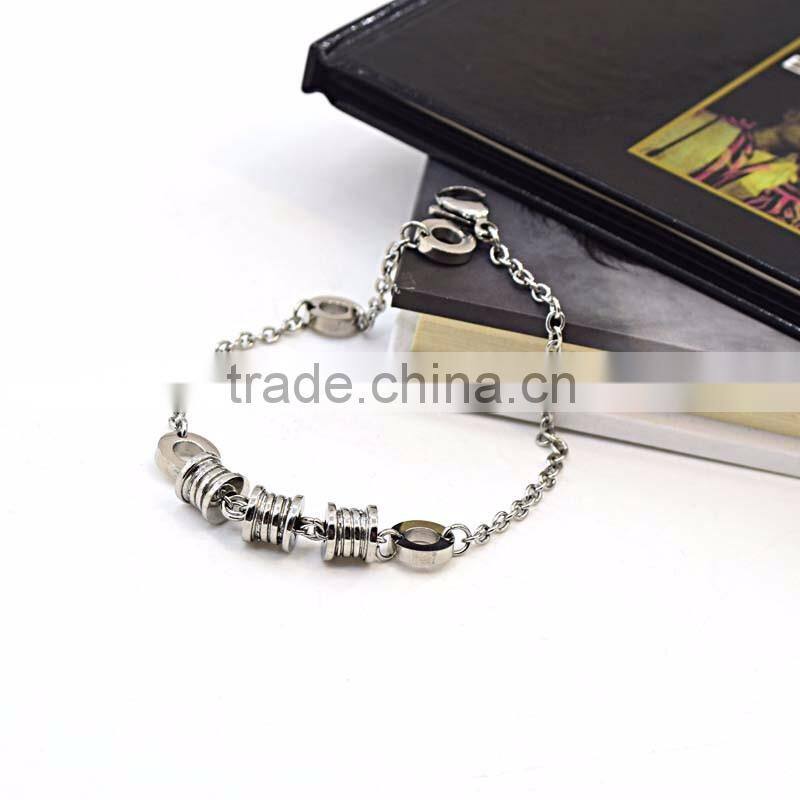 Silver color round beads man chain stainless steel bracelet