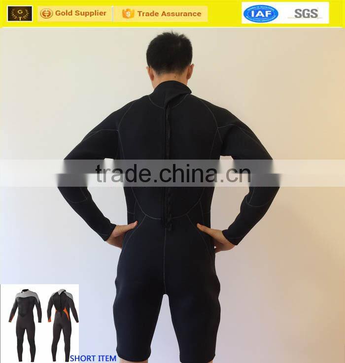 Good quality neoprene wetsuit with chest zipper with brand logo