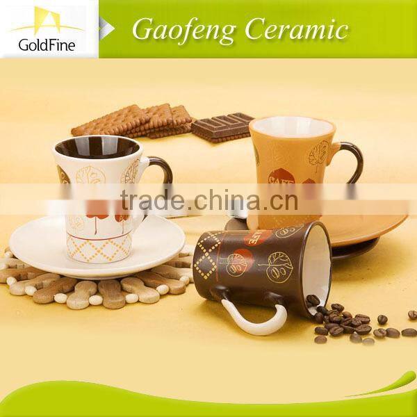 Stoneware coffee cup & saucer with logo